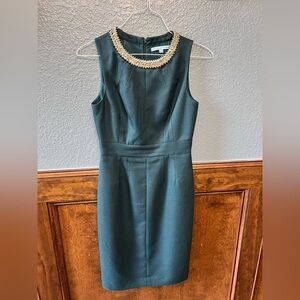 Antonio Melani Deep Teal Dress with Beaded Neckline